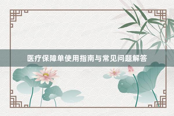 医疗保障单使用指南与常见问题解答