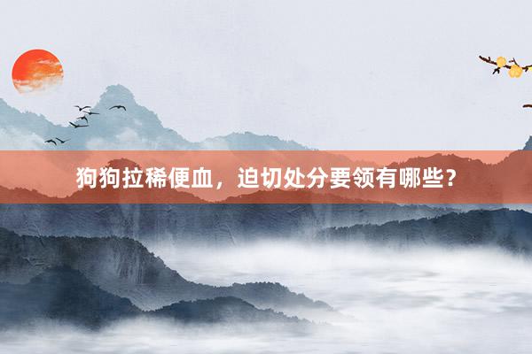 狗狗拉稀便血，迫切处分要领有哪些？